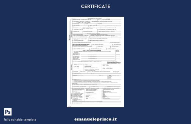 modello di certificato di morte del registro generale USA in stile verificato 1